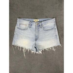 Madewell Shorts Womens 28 Blue Light Wash High Rise Relaxed Denim Fringe